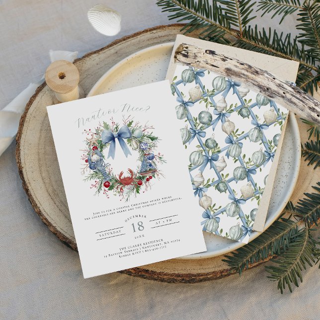Invitation Blue Coquette Nauti ou Beau Noël côtier (Créateur téléchargé)