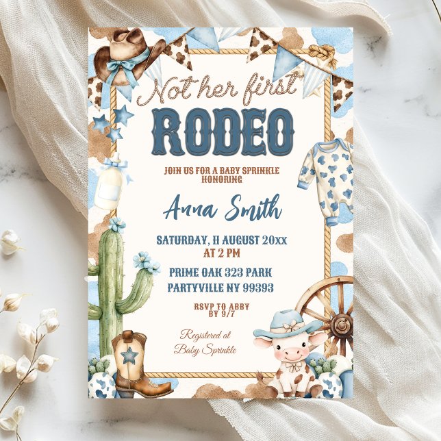 Invitation Blue Cowboy Pas sa première Rodeo Bébé Sprinkle (Créateur téléchargé)