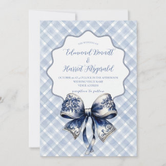 Invitation Blue Croquette Bow