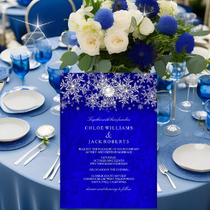 Invitation Blue Crystal Pearl Snowflake Silver Winter Wedding