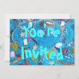 Invitation Blue Cupcakes 'You are Invited'