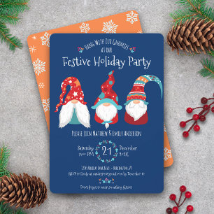 Invitation Blue Cute Gnomes Noël Festive Fête Fête Fête Fête