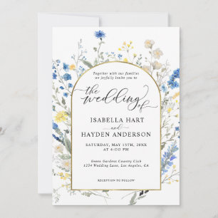 Invitation Blue Dainty Wild Floral Arch Fleurs Mariage
