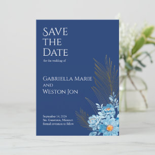 Invitation Blue Daisy Flowers Mariage Enregistrer la date