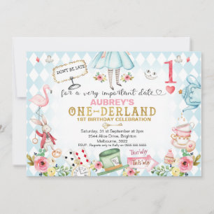 Invitation Blue Diamond Gold Alice Un derland 1er anniversair