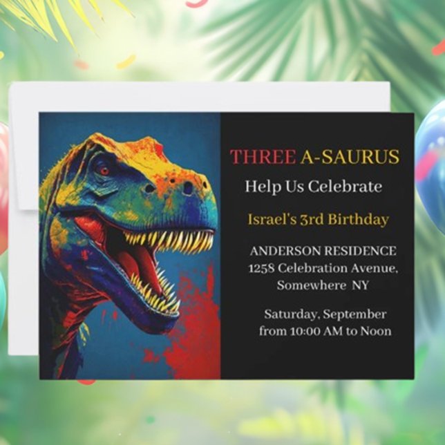 Invitation Blue Dinosaur Adventure (Embark on an unforgettable journey with our Blue Dinosaur Adventure Invitation! )