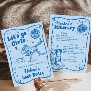 Invitation Blue Disco Rodeo Cowgirl Week-end Bachelorette