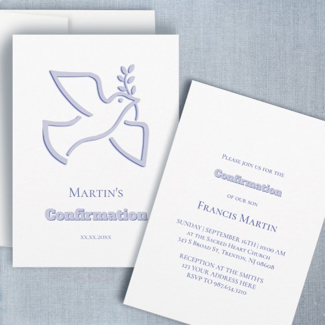 Invitation blue dove Confirmation  (Créateur téléchargé)