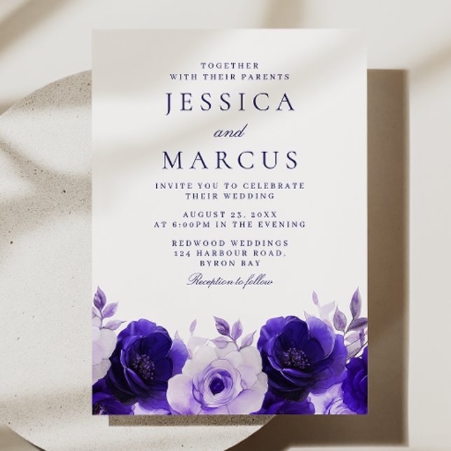 Invitation Blue Elegance : Midnight Navy Rose Mariage (Créateur téléchargé)