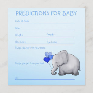 Invitation Blue Elephant Baby Boy Douche prédictions pour béb