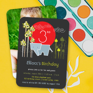 Invitation Blue Elephant Dans La Fête D'Anniversaire Du Garço