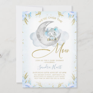 Invitation Blue Elephant Nous sommes au-dessus du Baby shower