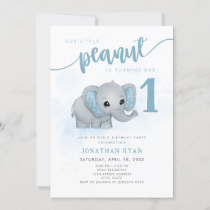 Invitation Blue Elephant Our Little Peanut Premier Anniversai