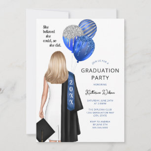 Invitation Blue Elle Croit Photo Graduation Party