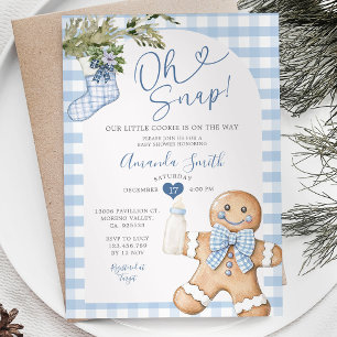 Invitation Blue En vichy Oh Snap Christmas Boy Baby shower