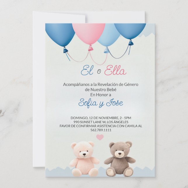 Invitation Blue Espagnol Teddy Bear Genre Reveillez Invitatio (Devant)