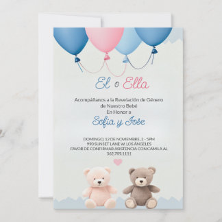 Invitation Blue Espagnol Teddy Bear Genre Reveillez Invitatio