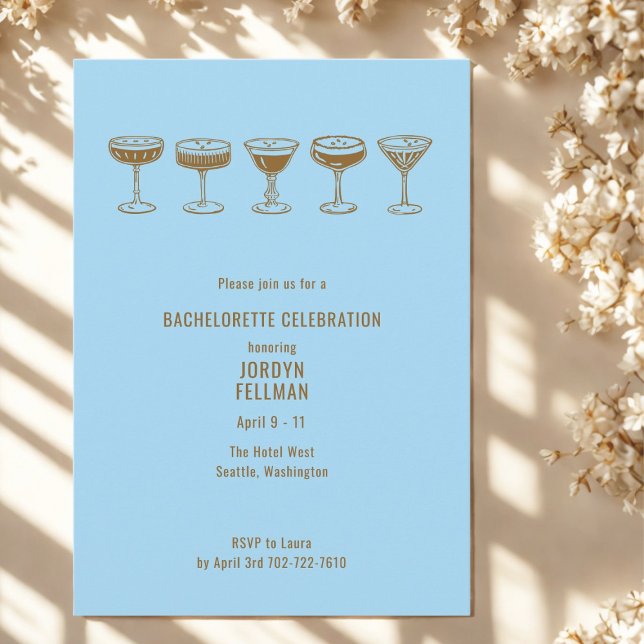 Invitation Blue Espresso Martini Bachelorette w/QR Code  (Créateur téléchargé)