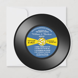 Invitation Blue Étiquette Vinyl 45 Record Anniversary Party