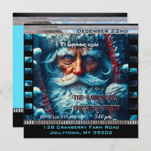 Invitation Blue Eyed Père Noël Snowy Belle fête de Noël