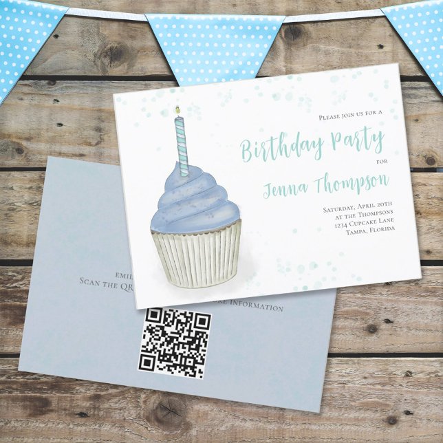 Invitation Blue First Birthday Boy Custom Party (Créateur téléchargé)
