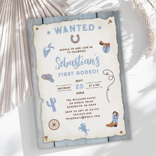 Invitation Blue First Rodeo Baby Boy 1er anniversaire
