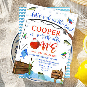 Invitation Blue Fish Fishing O-fish-ally Un 1er anniversaire