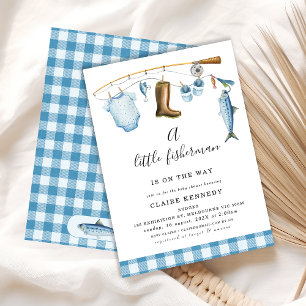 Invitation Blue Fishing Little Fisherman Baby shower