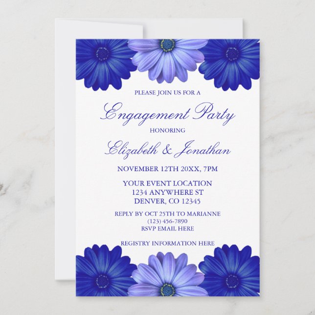Invitation Blue Floral (Devant)