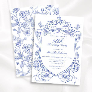 Invitation Blue Floral 50e fête d'anniversaire