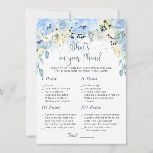 Invitation Blue Floral Baby shower Qu'y a-t-il sur votre jeu 