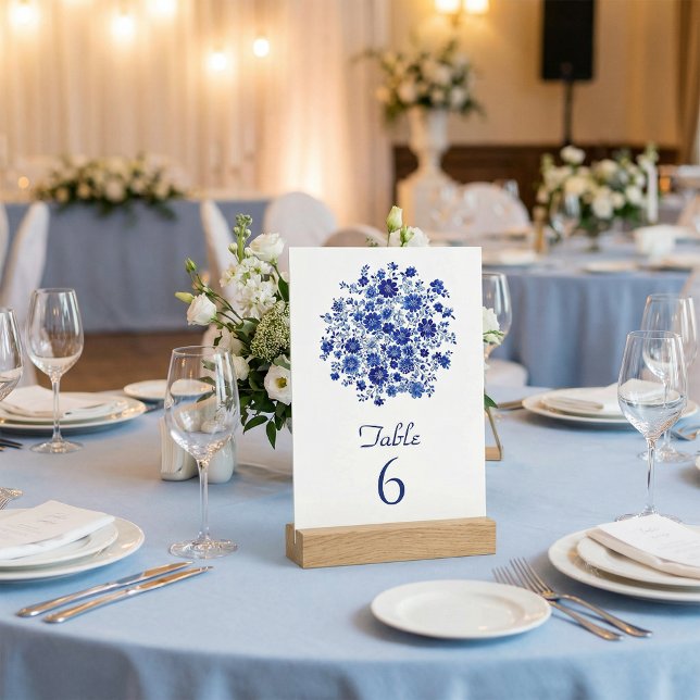 Invitation Blue Floral Bouquet Wedding Table Number (Blue Floral Bouquet Wedding Table Number)