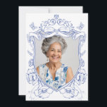 Invitation Blue Floral Custom Photo 70th Birthday Party<br><div class="desc">Blue Floral Custom Photo 70th Birthday Party Invitation. Célébrez votre jalon avec cette invitation florale bleue avec une crête vintage et un élégant design de Chinoiserie. Des détails délicats et des motifs intemporels créent un look sophistiqué, parfait pour marquer les moments spéciaux de la vie. Personnalisée et gracieuse, cette invitation...</div>
