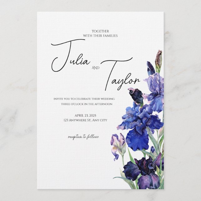 Invitation Blue Floral Elegant Background (Devant)