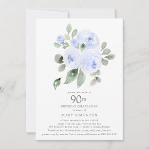 Invitation Blue Floral Eucalyptus 90ème anniversaire