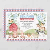 Blue Floral Farm Animals Barnyard Birthday Party