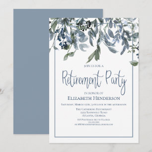 Invitation Blue Floral Retraite Party