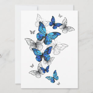 Invitation Blue Flying Butterflies Morpho