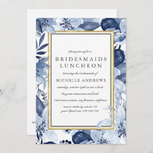 Invitation Blue Garden Chic Bridesmaitres Mariage du déjeuner