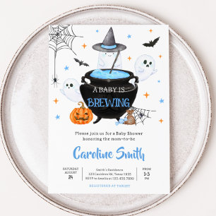 Invitation Blue Ghost Halloween Baby est en train de brasser