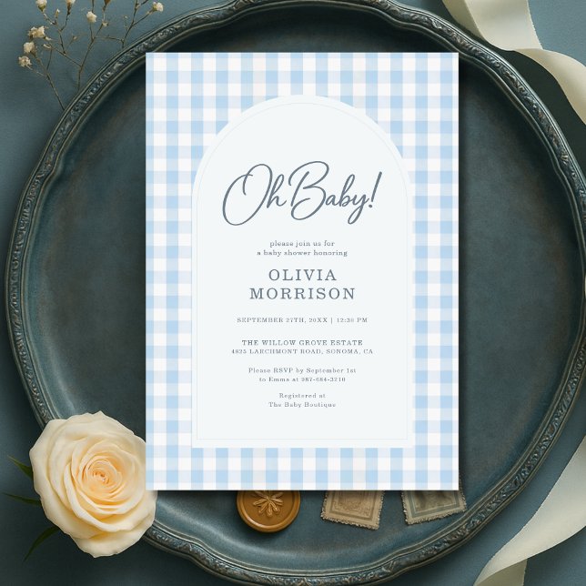 Invitation Blue Gingham Baby Shower (Créateur téléchargé)