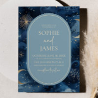Blue Gold Celestial Elegant Starry Sky Mariage