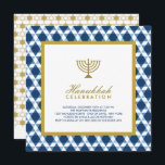 Invitation Blue Gold Hanoukka Star Du David Menorah Party<br><div class="desc">Conçu par fat*fa*tin. Facile à customiser avec votre propre texte,  photo ou image. Pour des demandes personnalisées,  veuillez contacter fat*fa*tin directement. Des frais personnalisés s'appliquent. www.zazzle.com/fat_fa_tin www.zazzle.com/color_therapy www.zazzle.com/fatfatin_blue_knot www.zazzle.com/fatfatin_red_knot www.zazzle.com/fatfatin_mini_me www.zazzle.com/fatfatin_box www.zazzle.com/fatfatin_design www.zazzle.com/fatfatin_ink</div>
