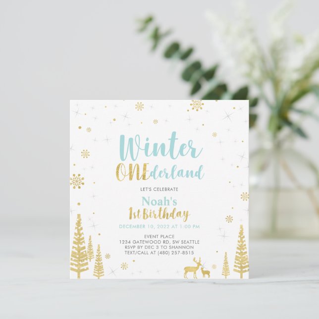 Invitation Blue & Gold Hiver Onederland 1er Premier Anniversa (Debout devant)