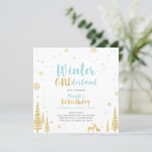 Invitation Blue & Gold Hiver Onederland 1er Premier Anniversa