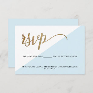 Invitation Blue Gold RSVP Aucun envoi Réservé Siège Invitatio