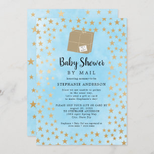 Invitation Blue Gold Star Boy Baby shower par courrier