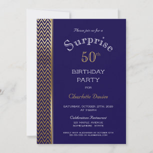 Invitation Blue Gold Surprise 50e anniversaire