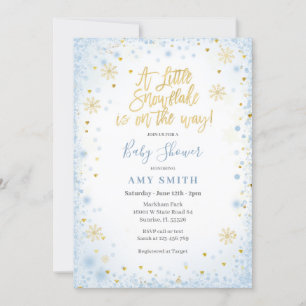 Invitation Blue Gold Un petit flocon de neige est en route