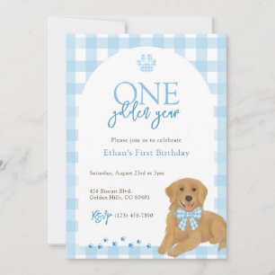 Invitation Blue Golden Retriever Un Anniversaire d'or